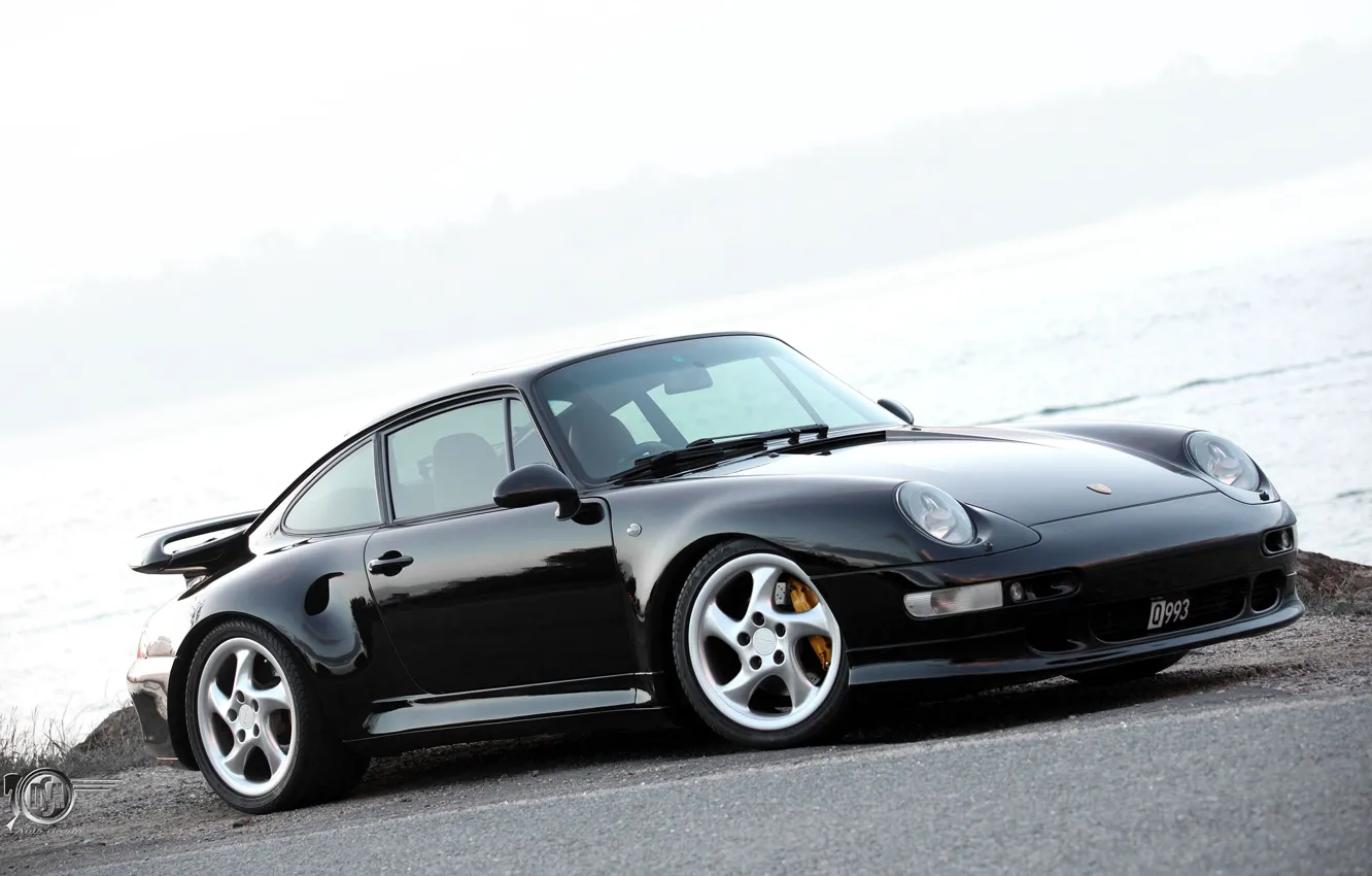 Photo wallpaper black, turbo, Porsche, gravel, Porsche 911