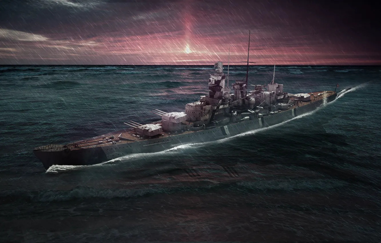 Photo wallpaper guns, water, photoshop, ship, Ships, warships, gneisenau
