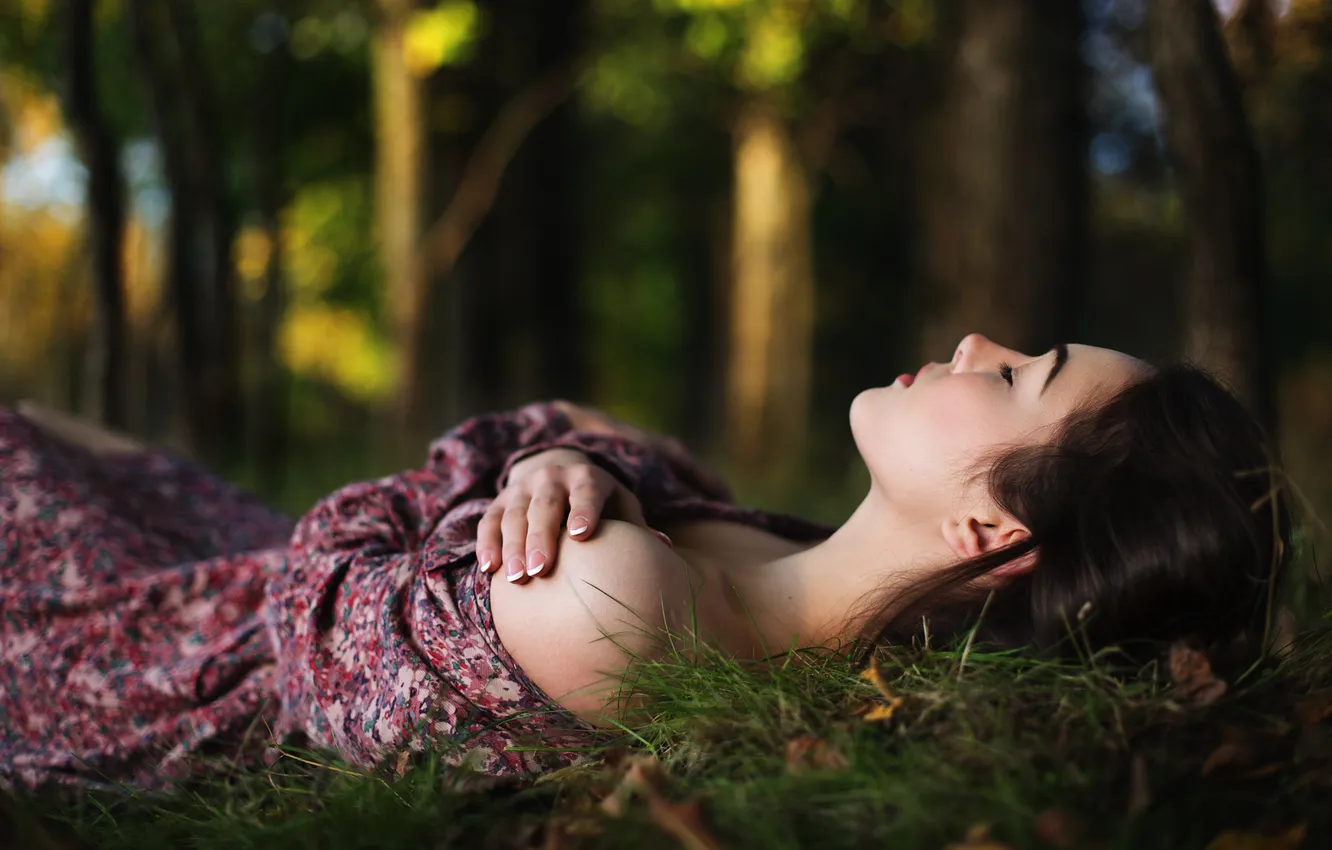 Photo wallpaper green, sexy, nature, woman, eyes, beauty, mood, russian