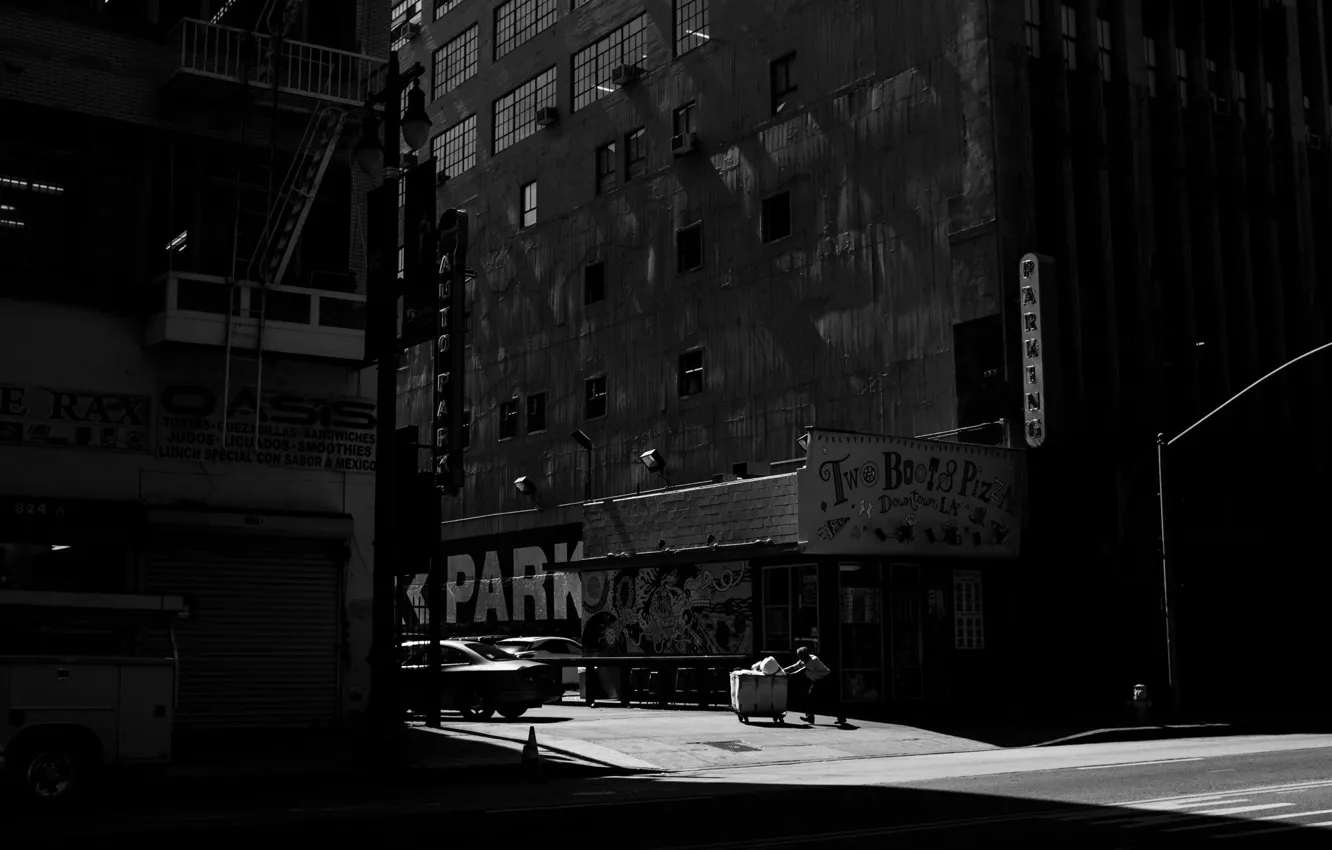 Photo wallpaper Car, Wallpaper, Photo, Man, Doorway, Rinzi Ruiz, Black & White