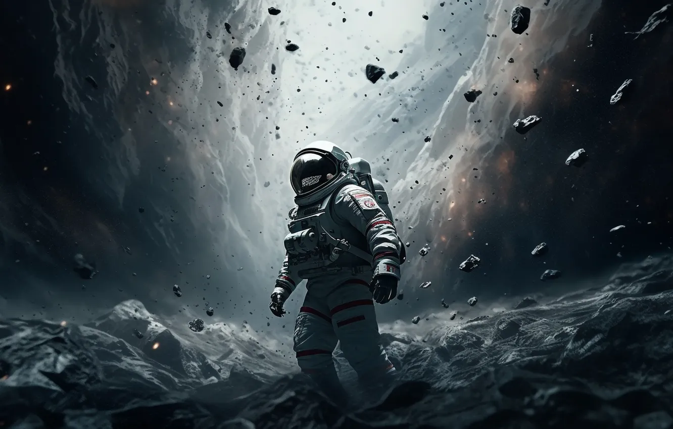 Photo wallpaper space, stones, fiction, rocks, people, astronaut, the suit, astronaut
