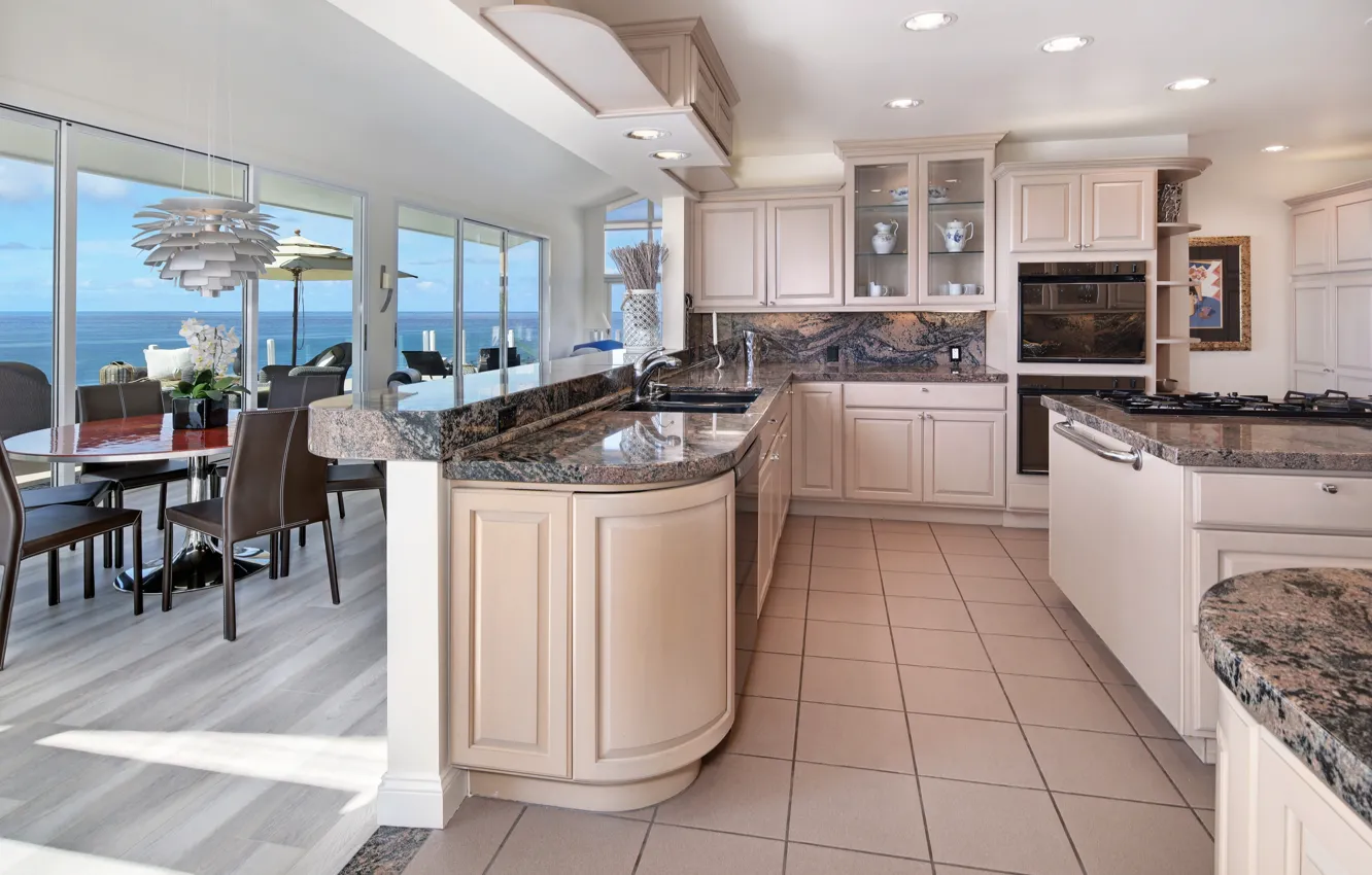 Photo wallpaper furniture, view, window, kitchen, mansion, design, chic, interior