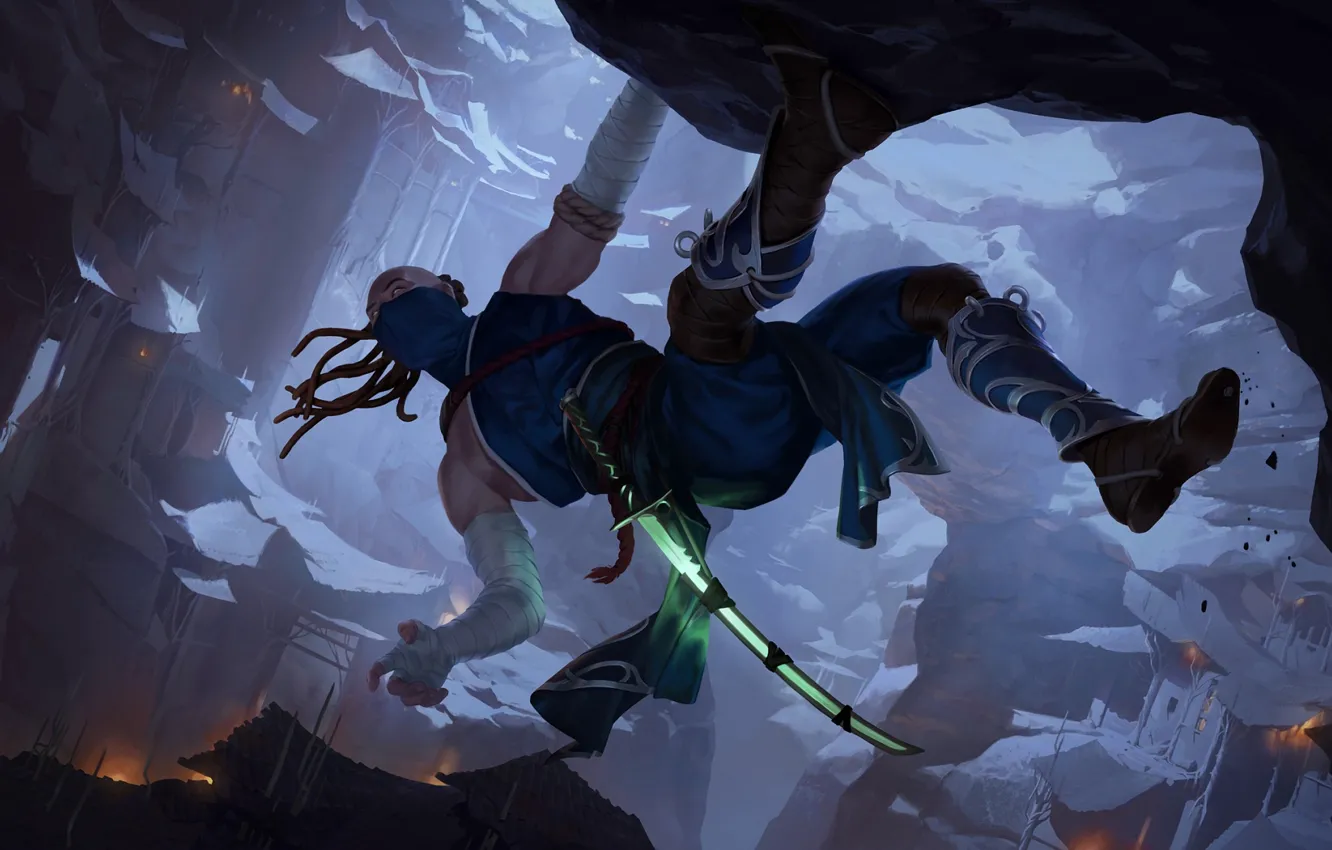 Photo wallpaper ninja, cliff, Legends of Runeterra