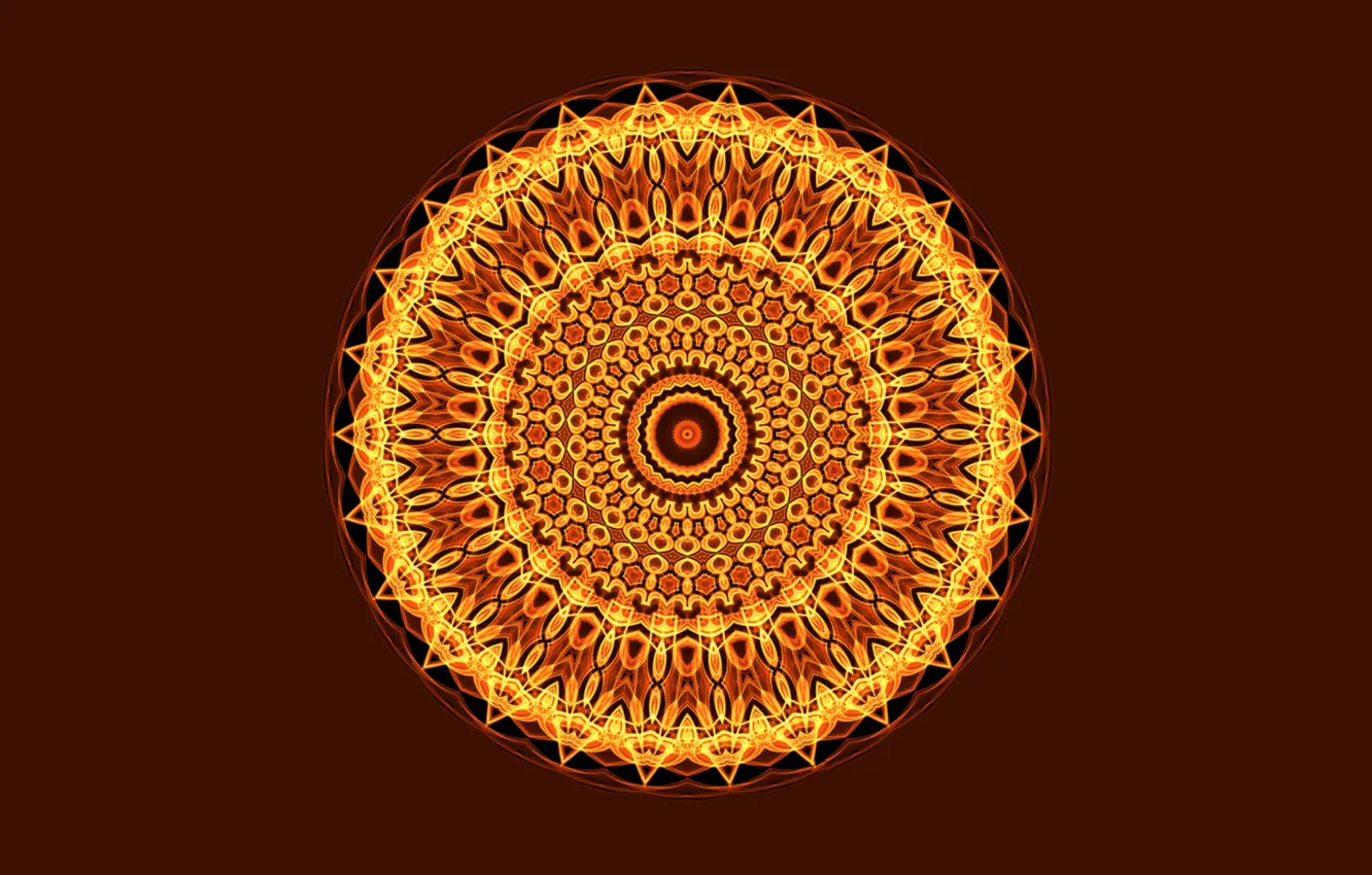 Photo wallpaper light, the dark background, round, Mandala