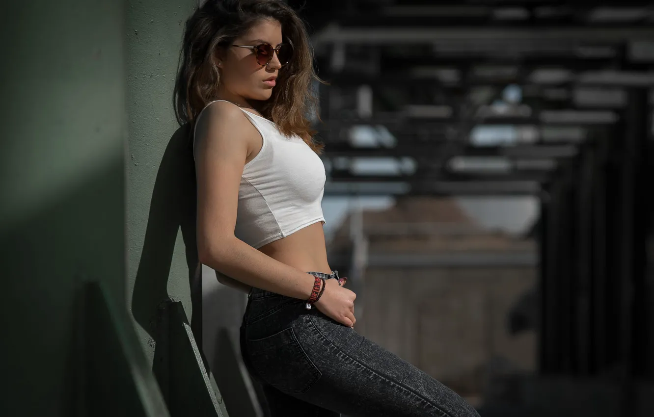 Photo wallpaper jeans, glasses, legs, sponge, P..Photography