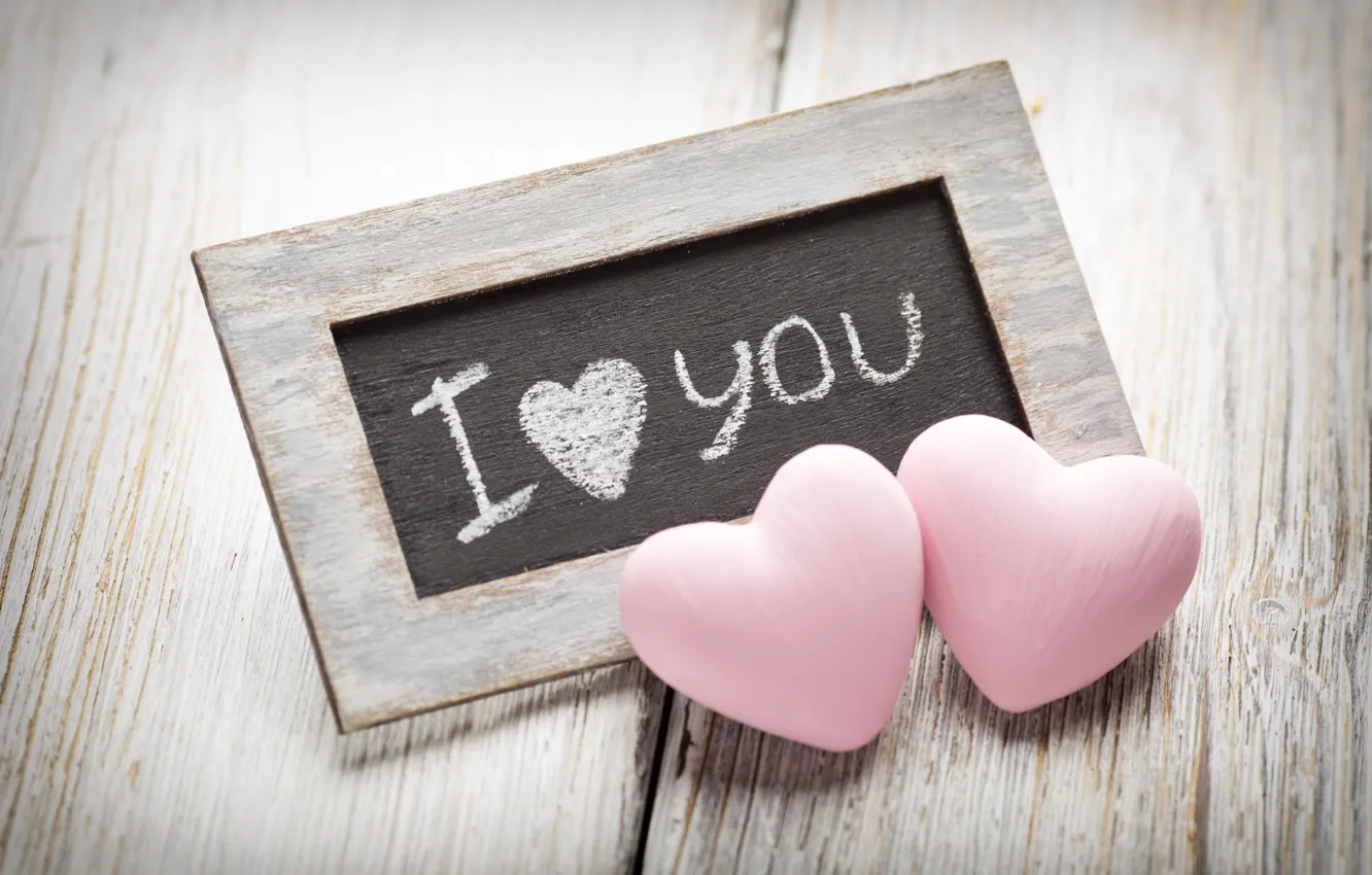 Photo wallpaper hearts, Board, love, i love you, pink, romantic, hearts, Mel