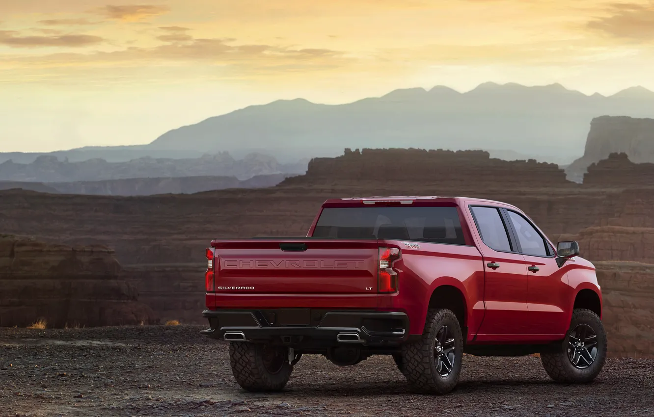 Photo wallpaper red, Chevrolet, canyon, pickup, Silverado, Z71, Trail Boss, 2019