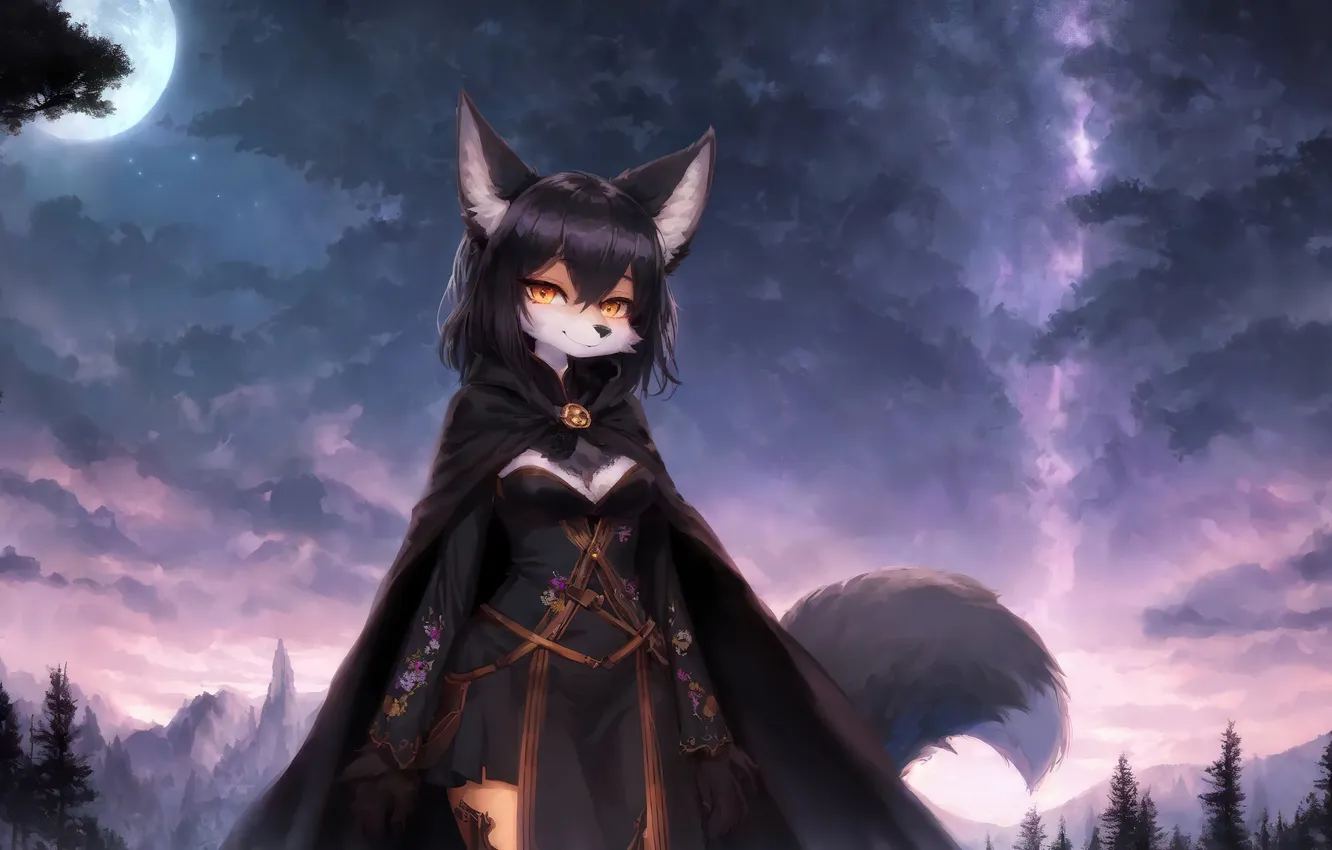 Photo wallpaper fantasy, fox, nature, Hybrid, art, digital art, fantasy art, Stable Diffusion