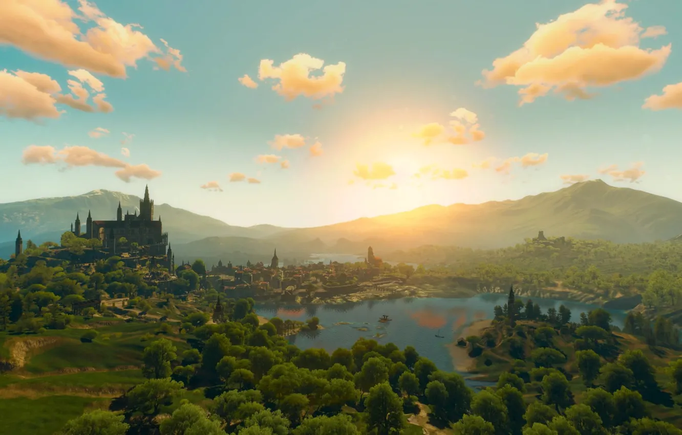Photo wallpaper sunset, The Witcher, Blood and Wine