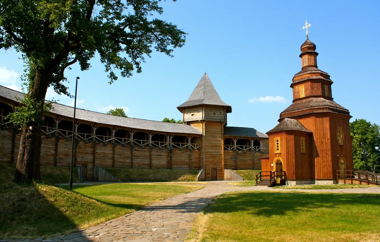 Photo wallpaper Church, Ukraine, reconstruction, Baturyn citadel, Hetman's residence, Buchanan