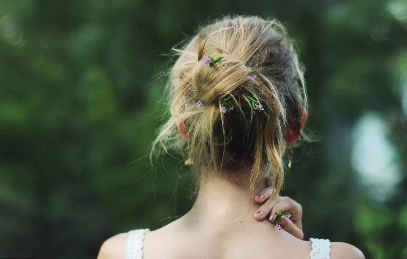 Photo wallpaper forest, woman, mood