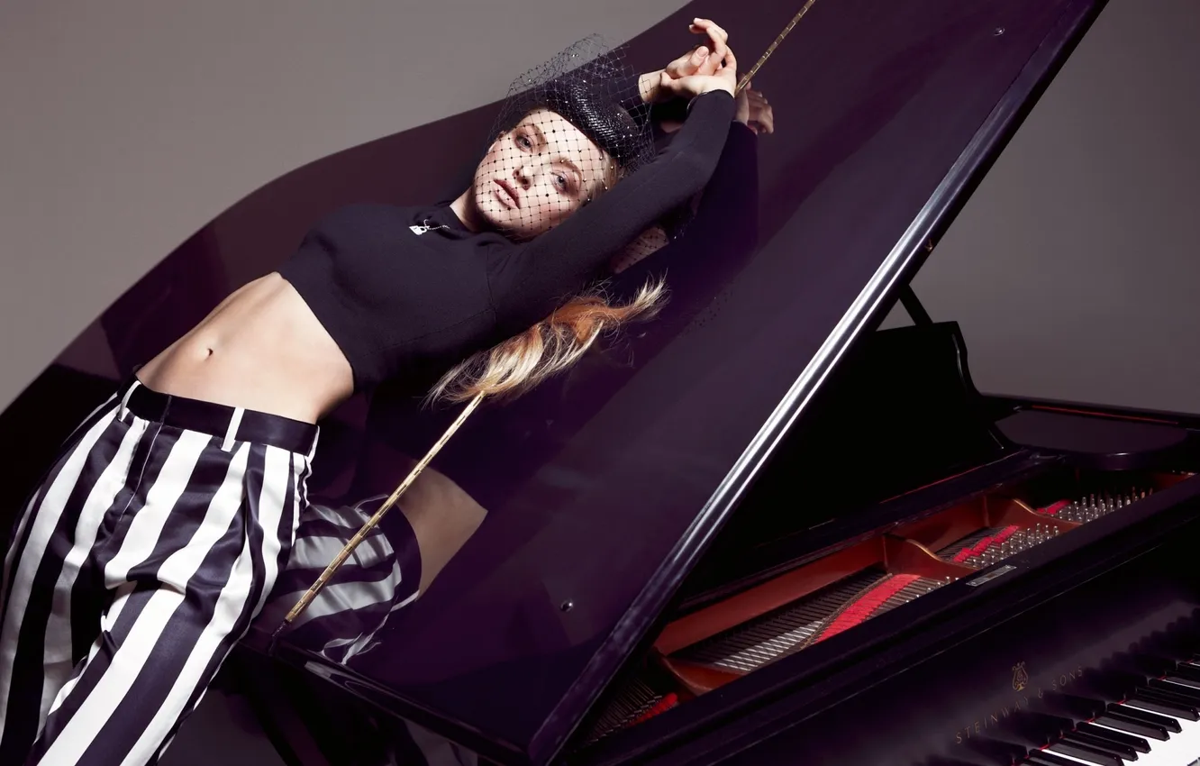 Photo wallpaper girl, face, background, tummy, actress, piano, beauty, waist