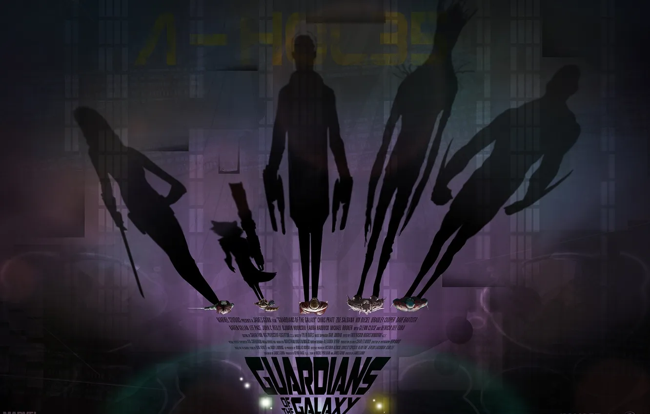 Photo wallpaper Marvel, poster, Rocket, Peter Quill, Star-Lord, Guardians of the Galaxy, Gamora, Groot