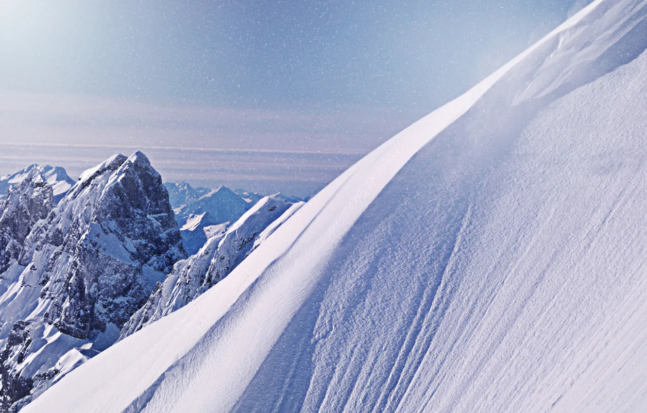Photo wallpaper snow, mountains, slope, the snow