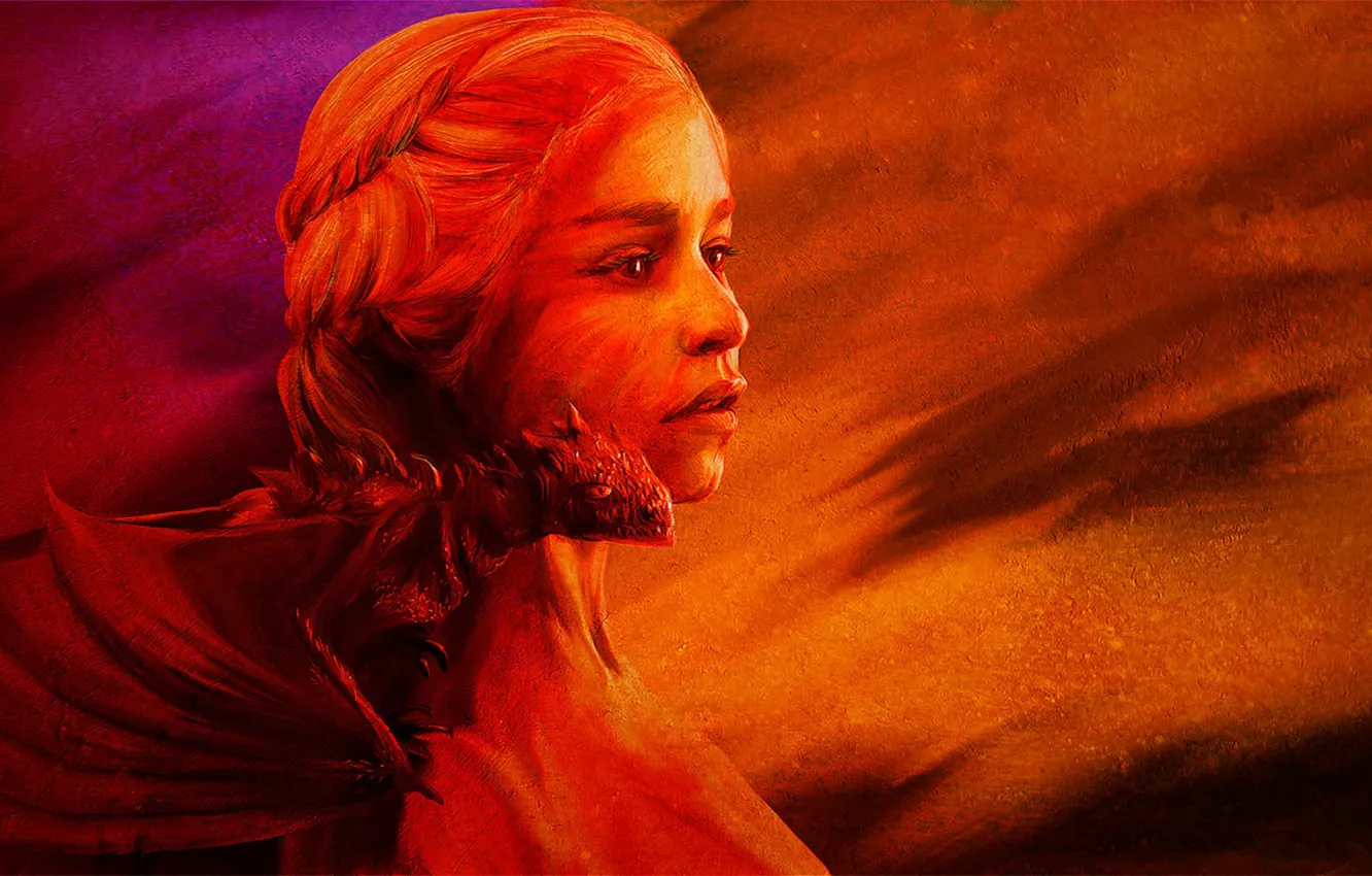 Photo wallpaper art, dragon, Game of Thrones, Daenerys Targaryen, Ice and Fire