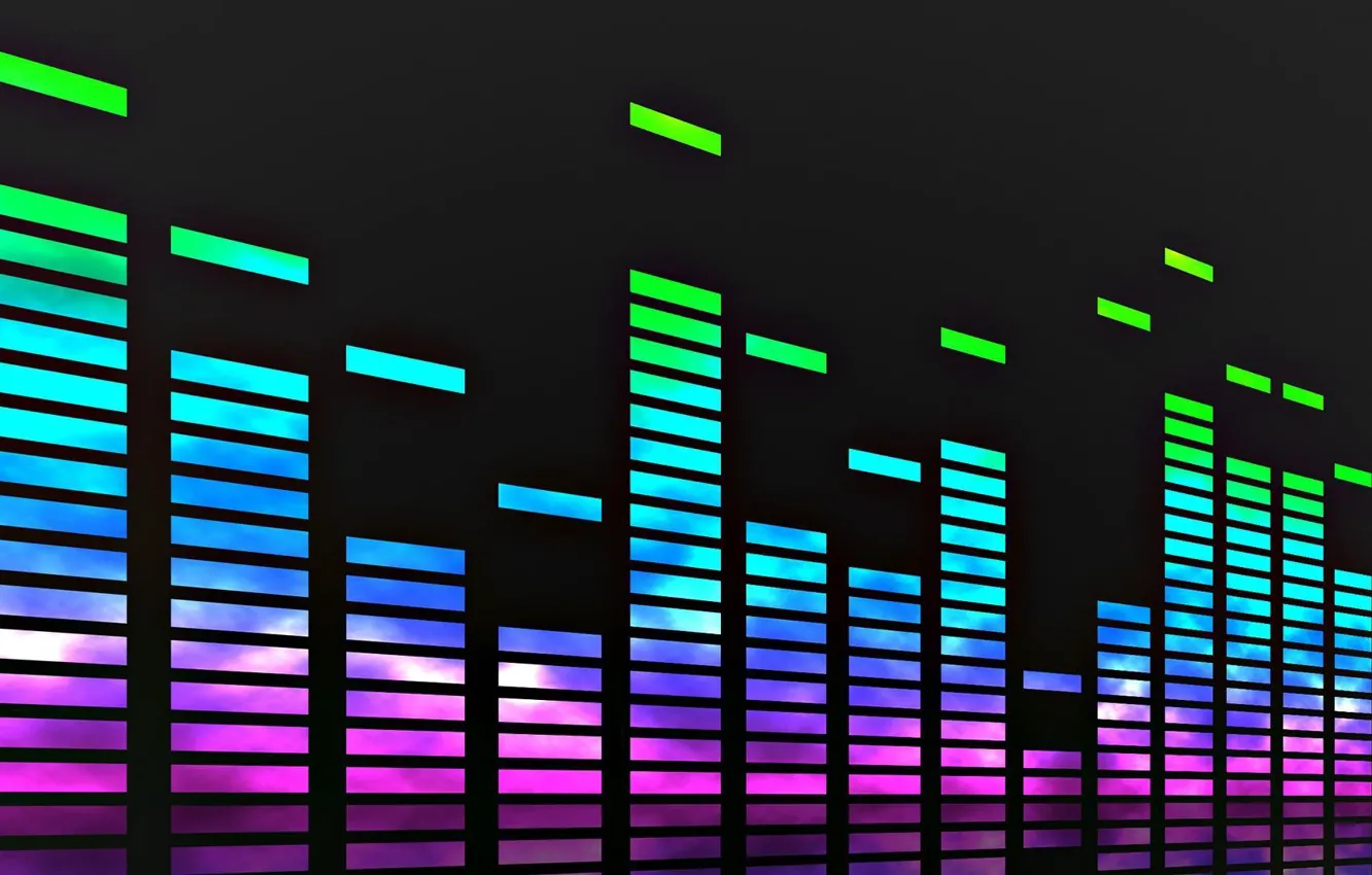 Photo wallpaper blue, green, pink, equalizer