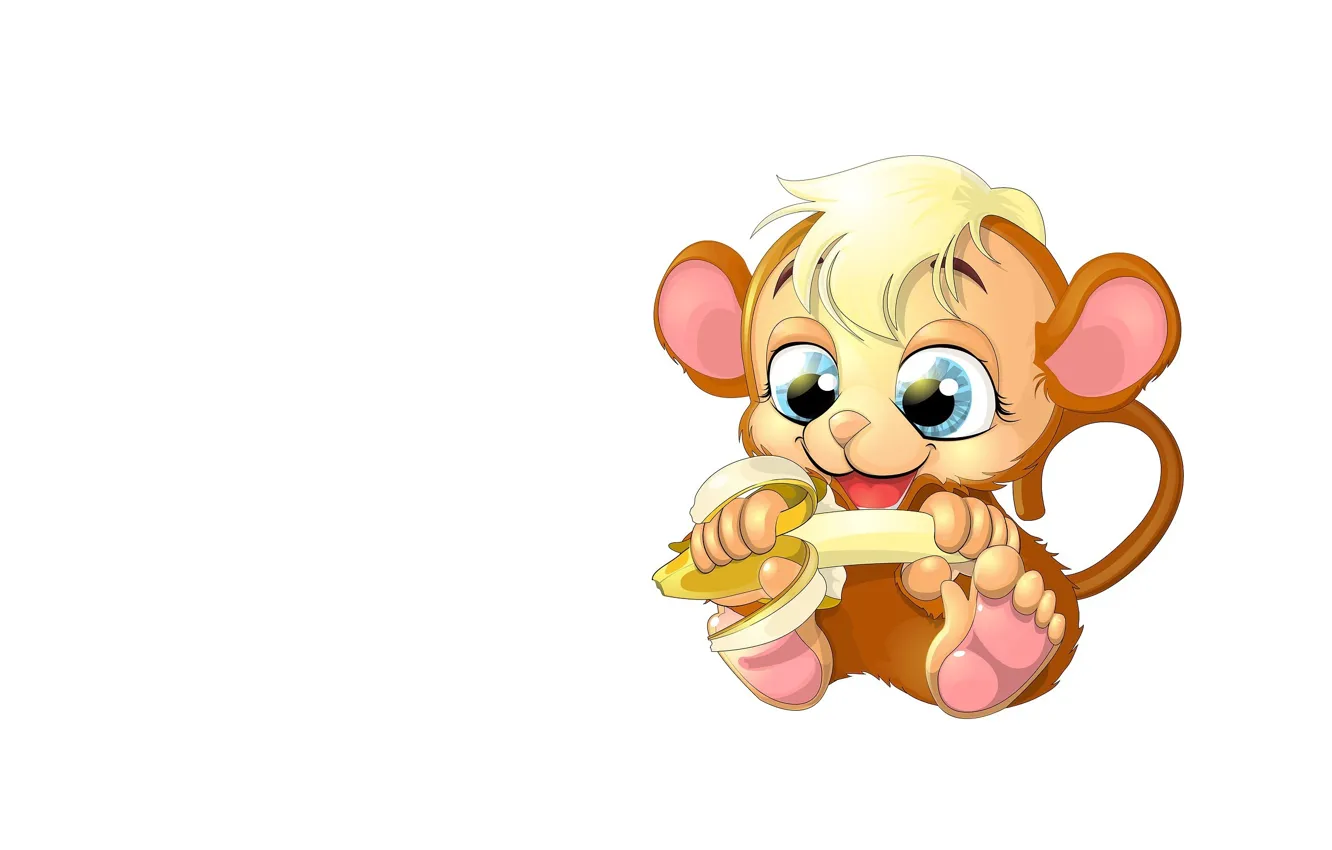 Photo wallpaper background, art, bananas, monkey, children's