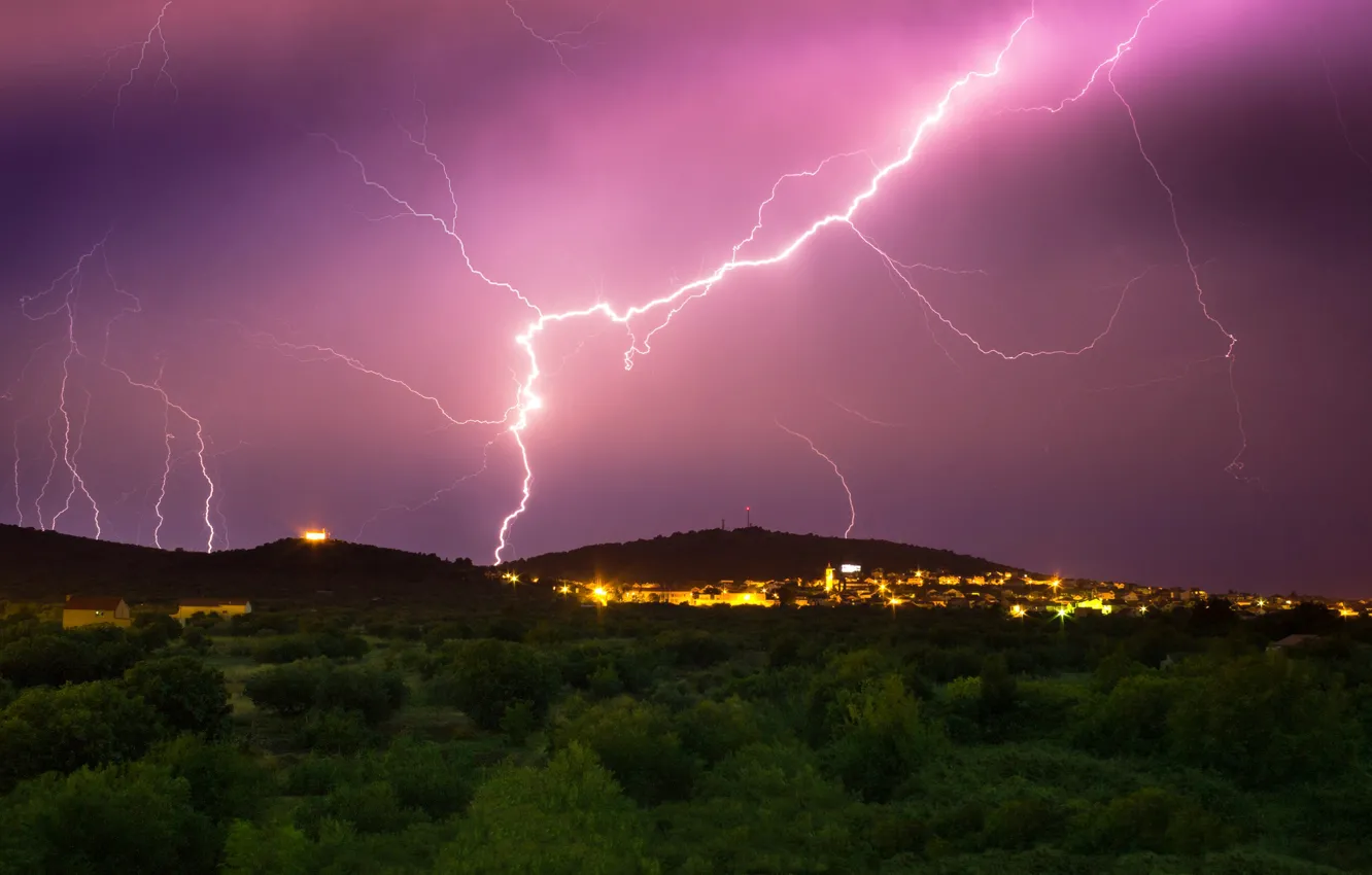 Photo wallpaper the storm, lightning, Croatia