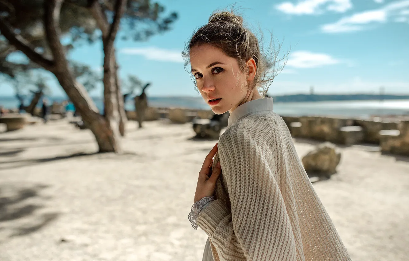 Photo wallpaper look, landscape, model, portrait, brown hair, beauty, bokeh, Kseniya Kokoreva