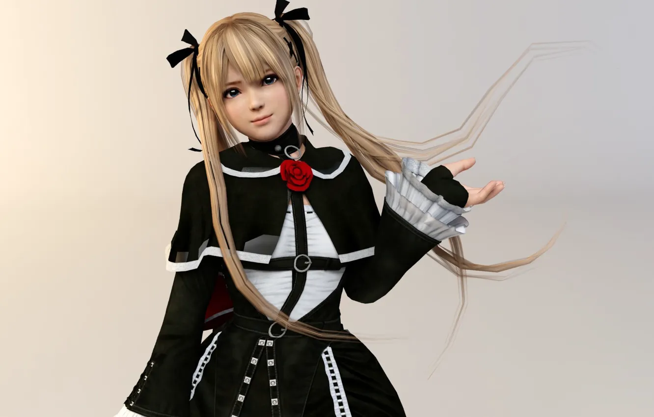 Photo wallpaper girl, game, fighter, dead or alive, flower, long hair, dress, pink