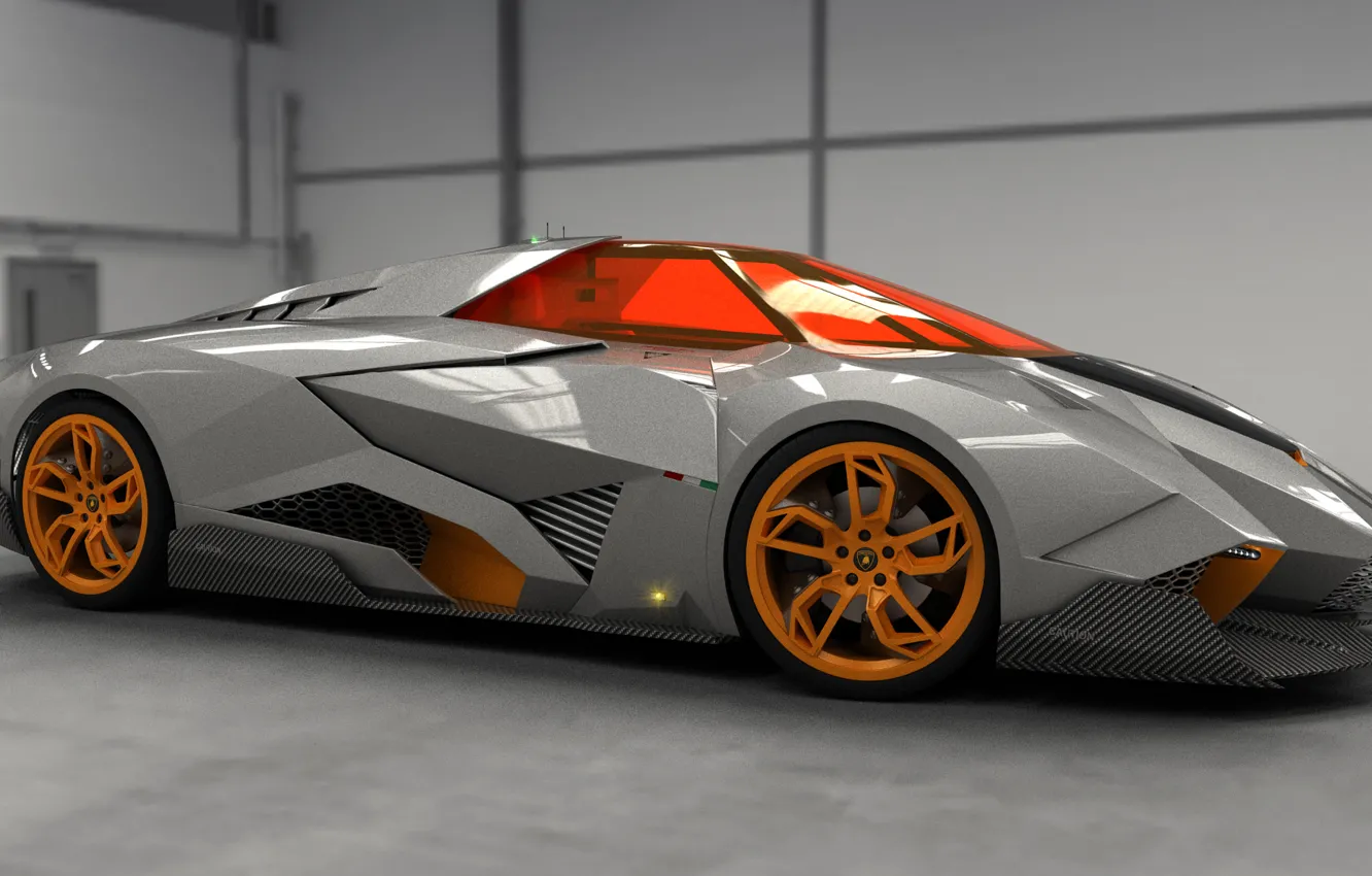 Photo wallpaper Concept, Auto, Lamborghini, View, The concept, Car, Front, 2014
