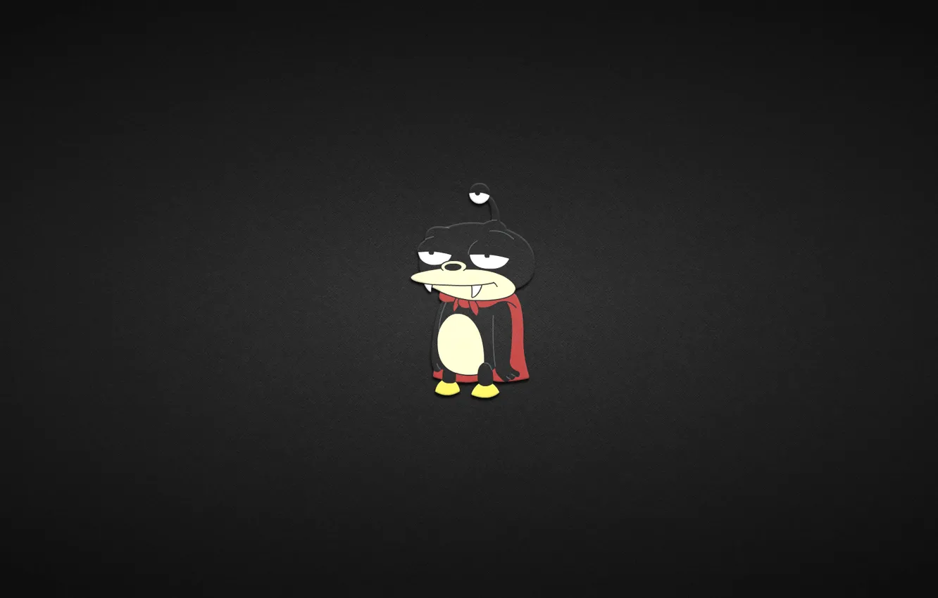 Photo wallpaper minimalism, Nibbler, black background, Futurama, Futurama, the little three-eyed alien, Nibbler, Nibbler