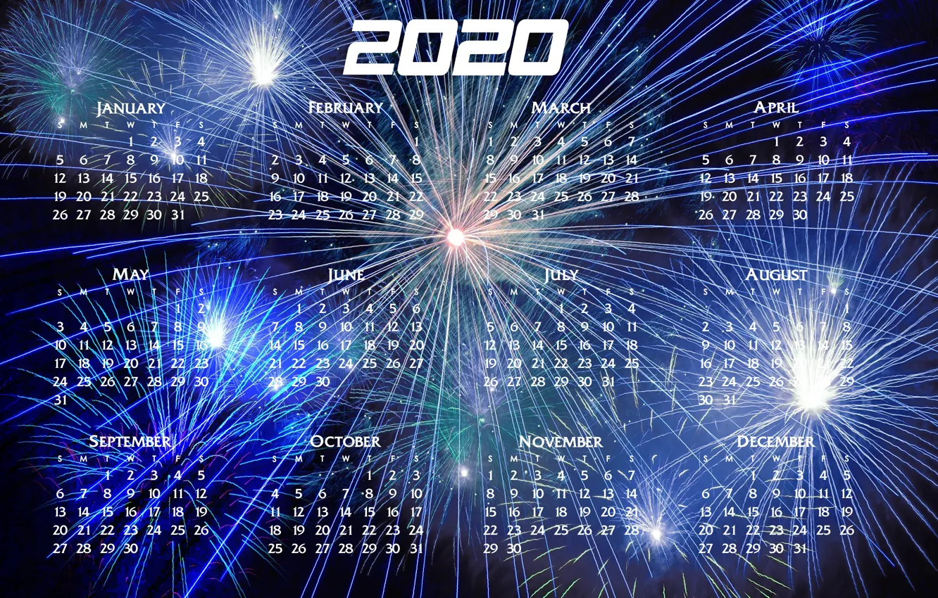 Photo wallpaper New year, calendar, 2020