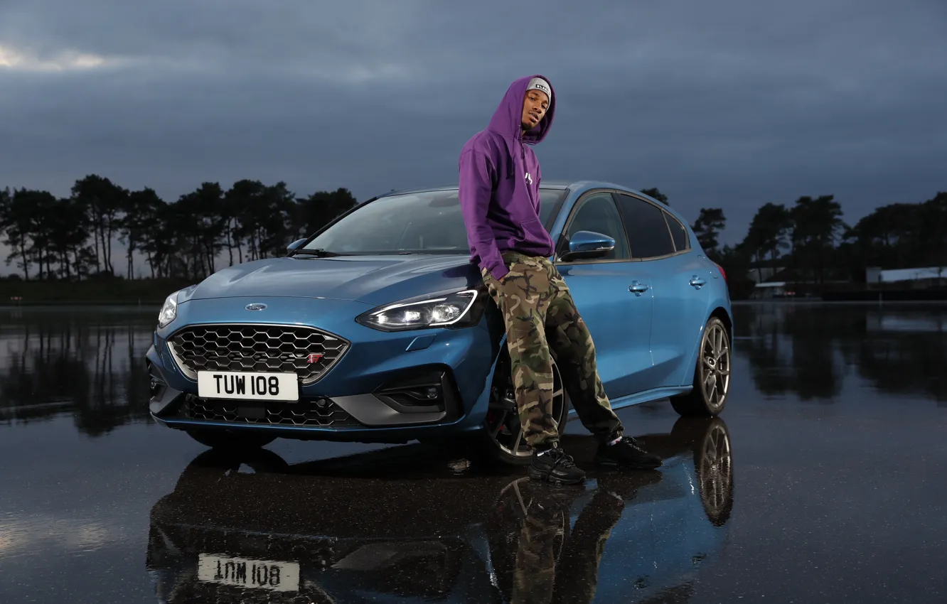 Photo wallpaper Ford, guy, hatchback, Negro, Ford Focus ST, compact car, Compact car, Blackie