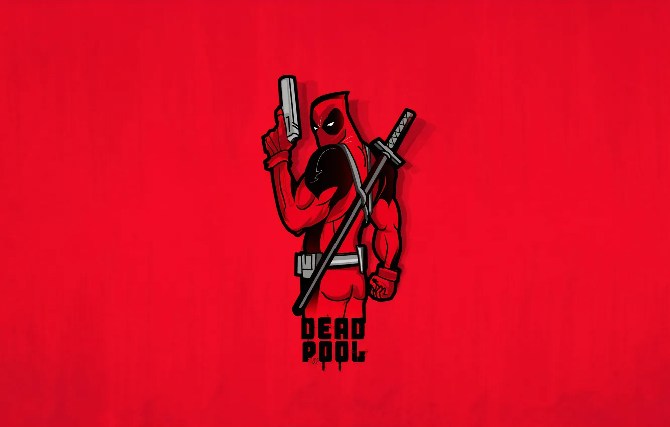 Photo wallpaper minimalism, minimal, red background, Deadpool, Deadpool
