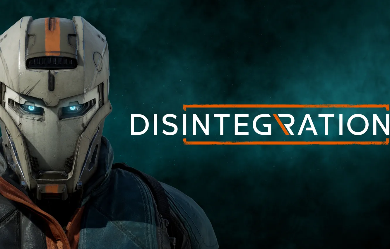 Photo wallpaper background, robot, helmet, Disintegration