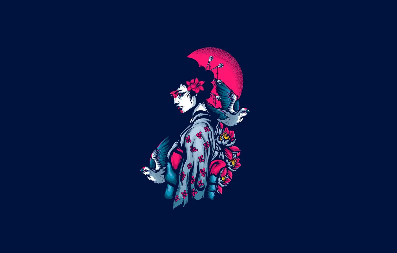 Photo wallpaper Girl, Minimalism, Geisha, ART