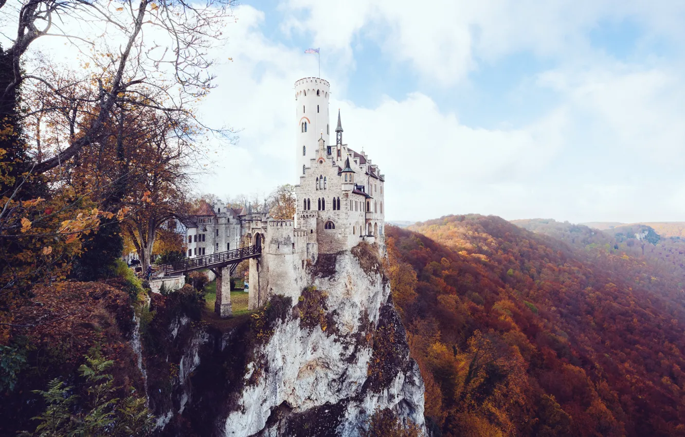 Photo wallpaper Germany, autumn, castle, Lichtenstein