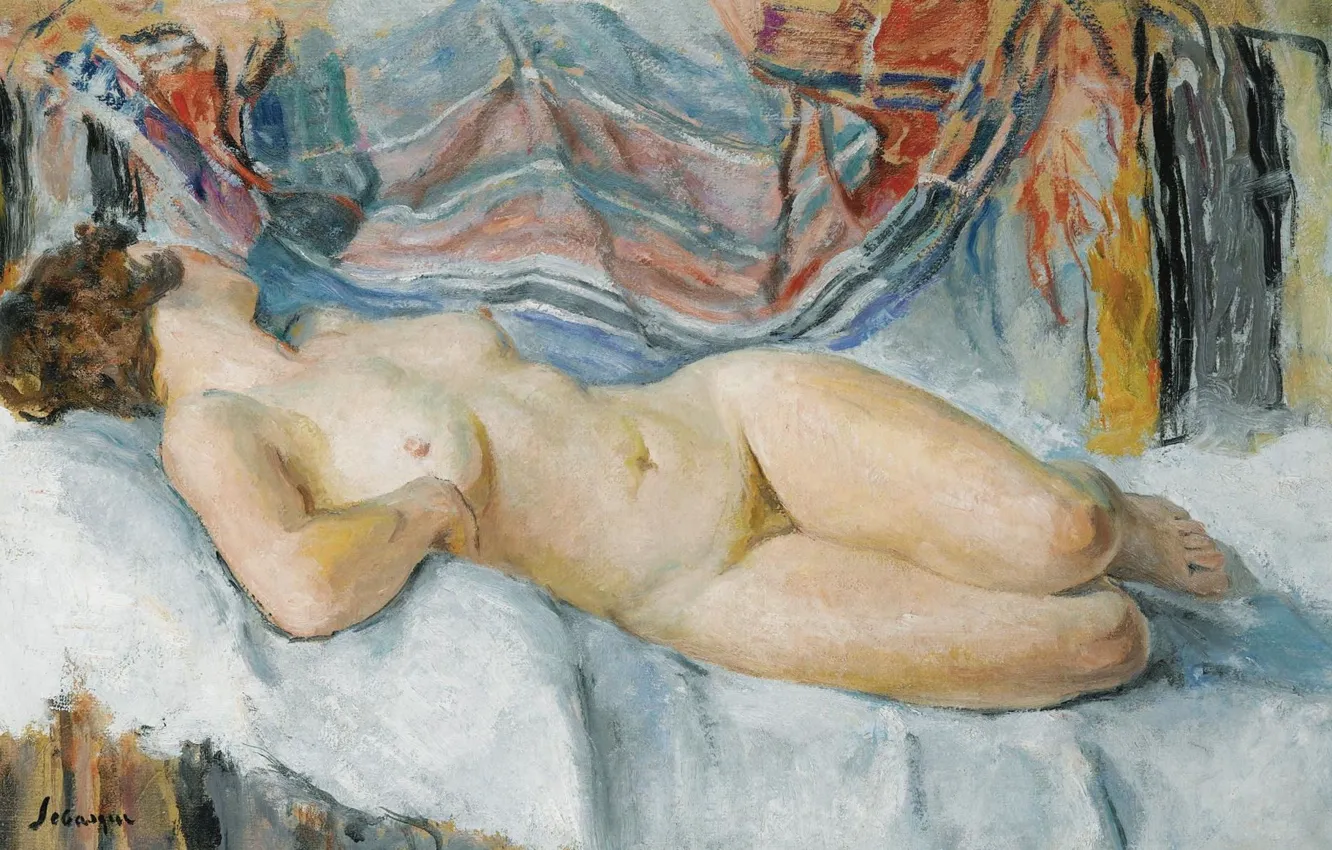 Photo wallpaper erotic, picture, Henri Lebasque, Henri Lebacq, Nude on the Bed