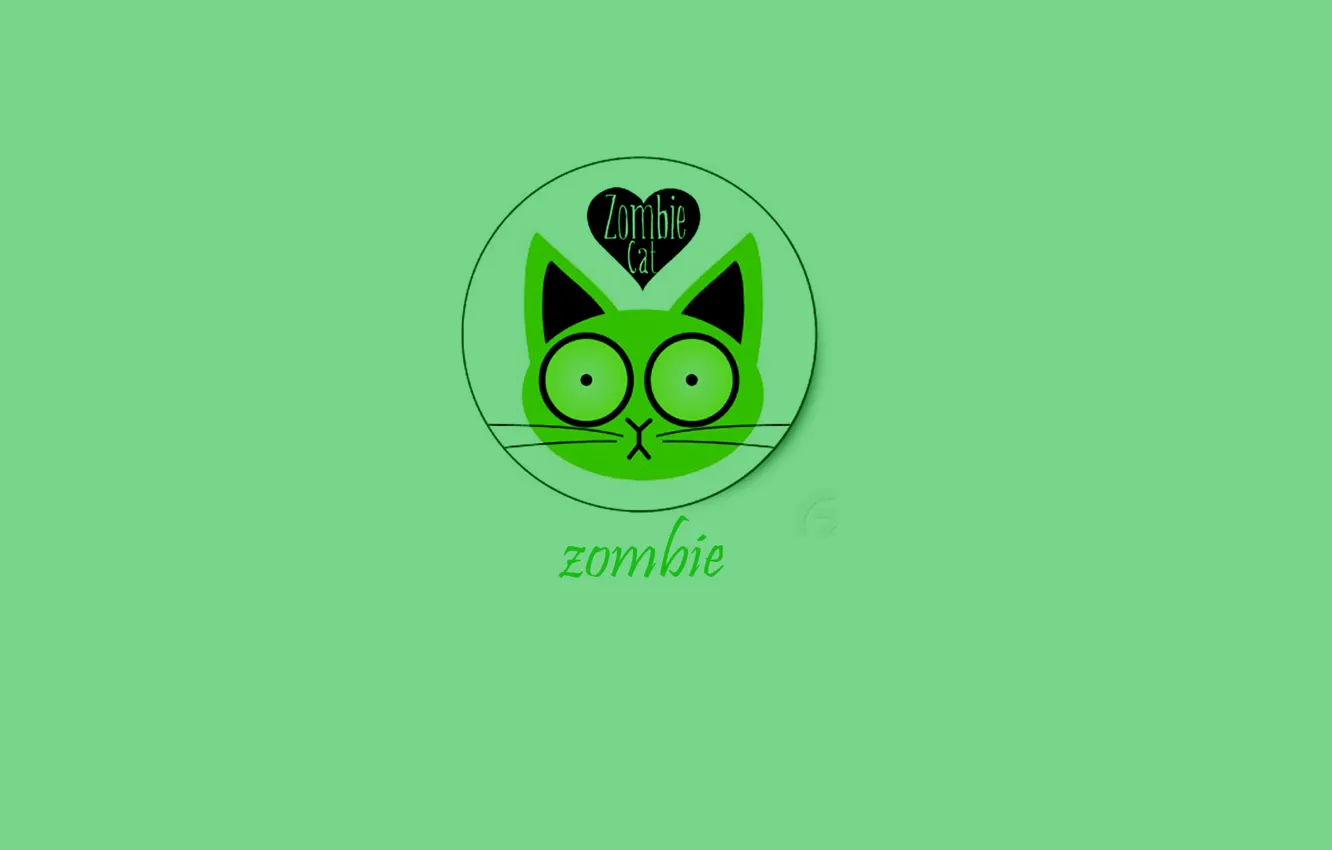 Photo wallpaper cat, green, Wallpaper, zombies