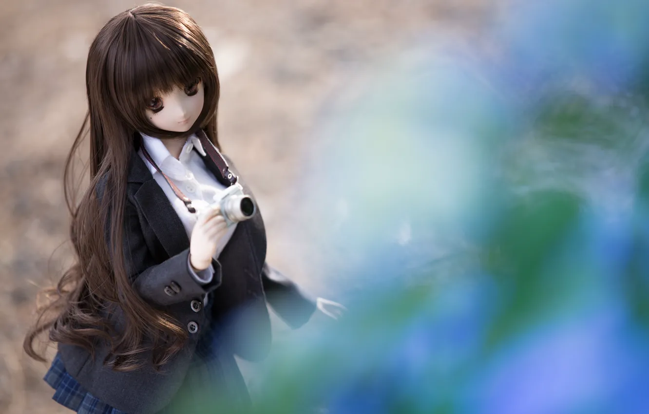 Photo wallpaper girl, hair, toy, doll