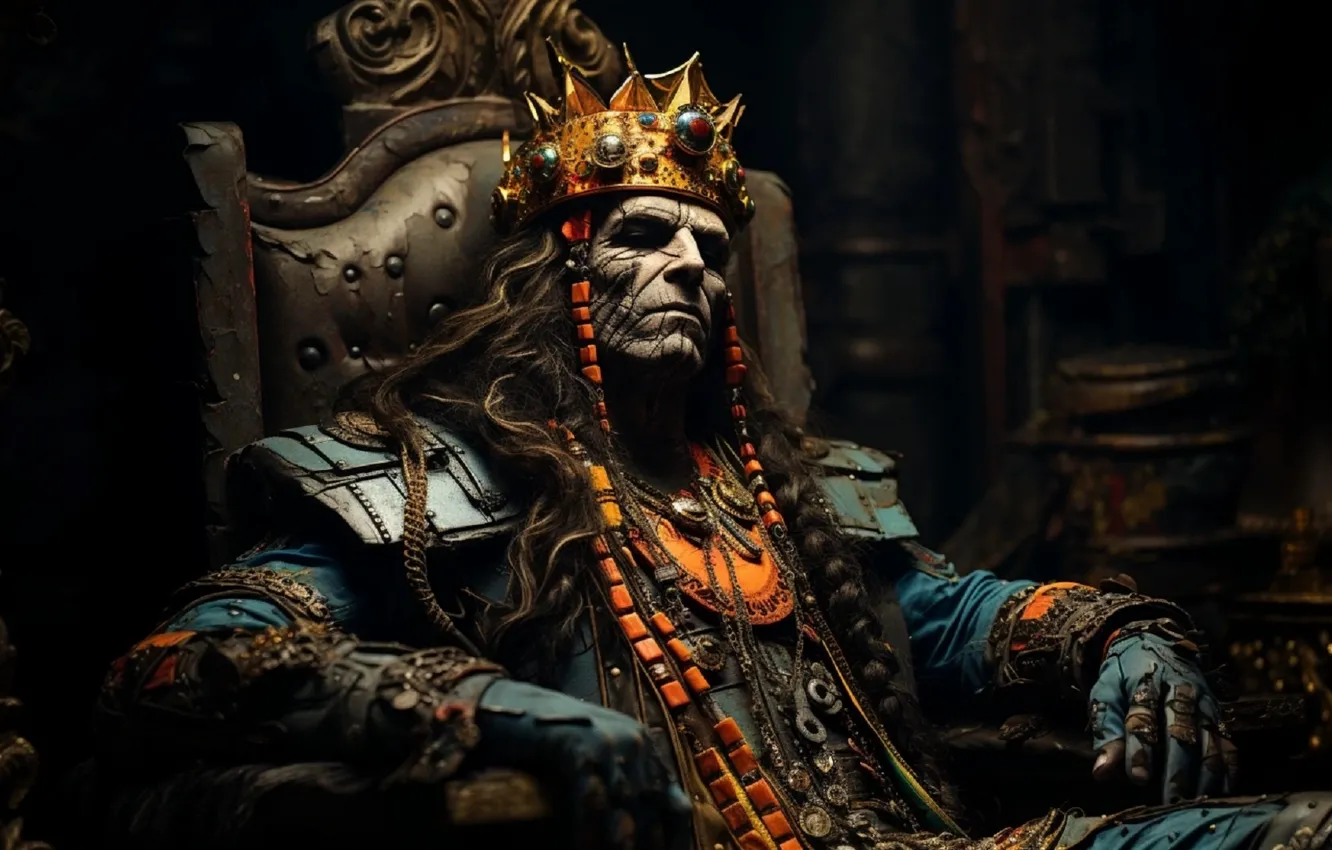 Photo wallpaper decoration, sleep, crown, king, costume, evil, chest, the throne