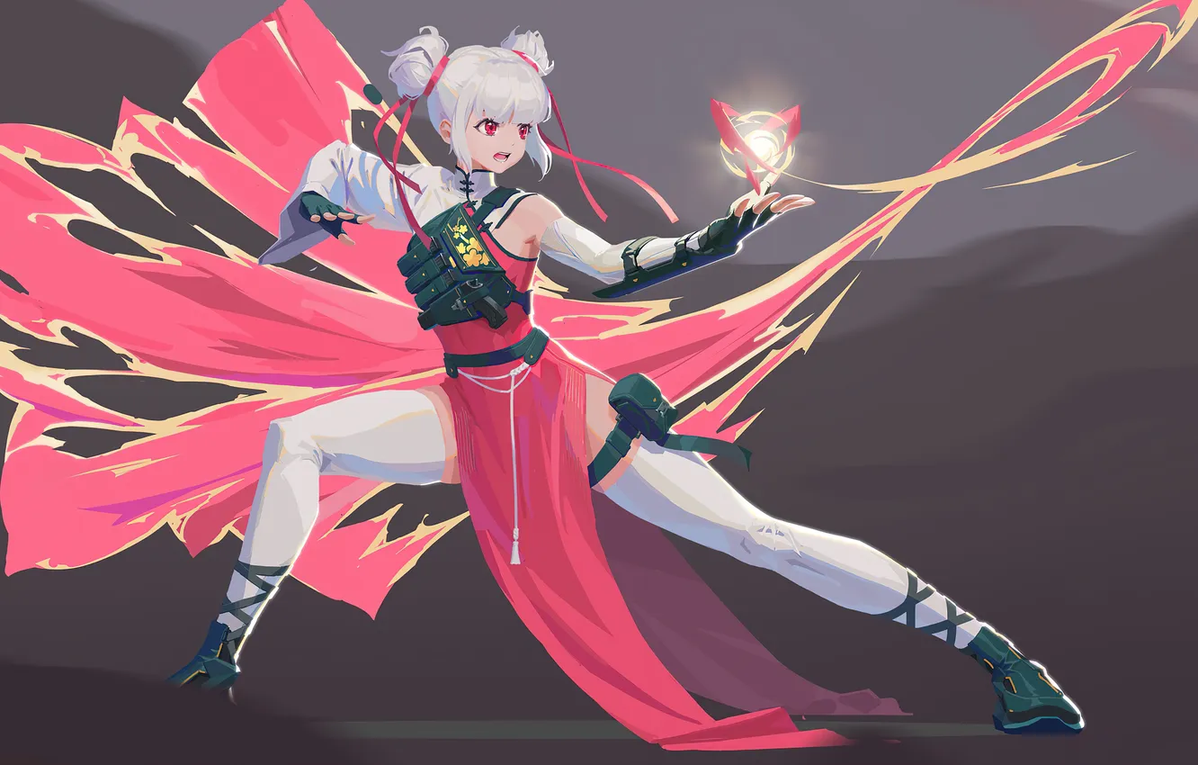 Photo wallpaper magic, dress, anime, Girl art, T zzzzz Green Pepper Right Division