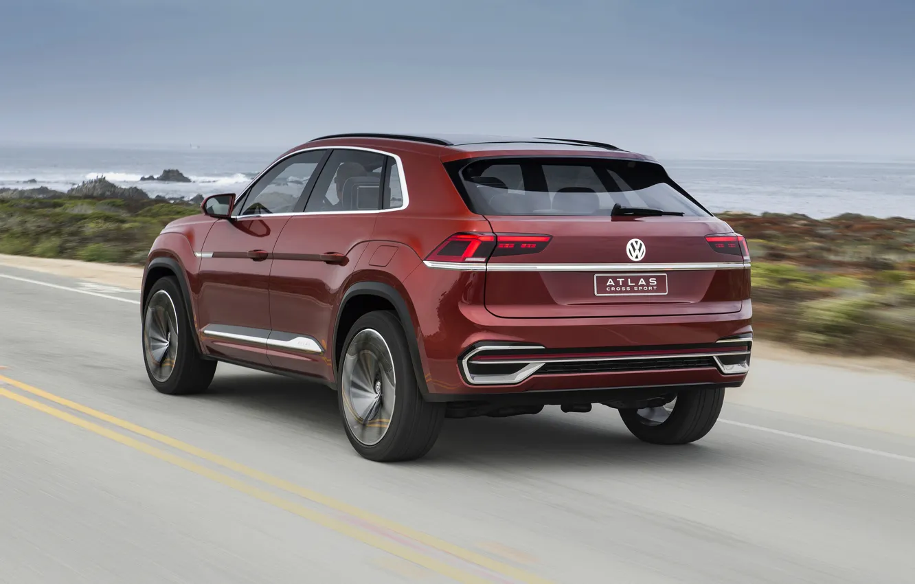 Photo wallpaper coast, Volkswagen, back, 2018, SUV, Atlas Cross Sport Concept