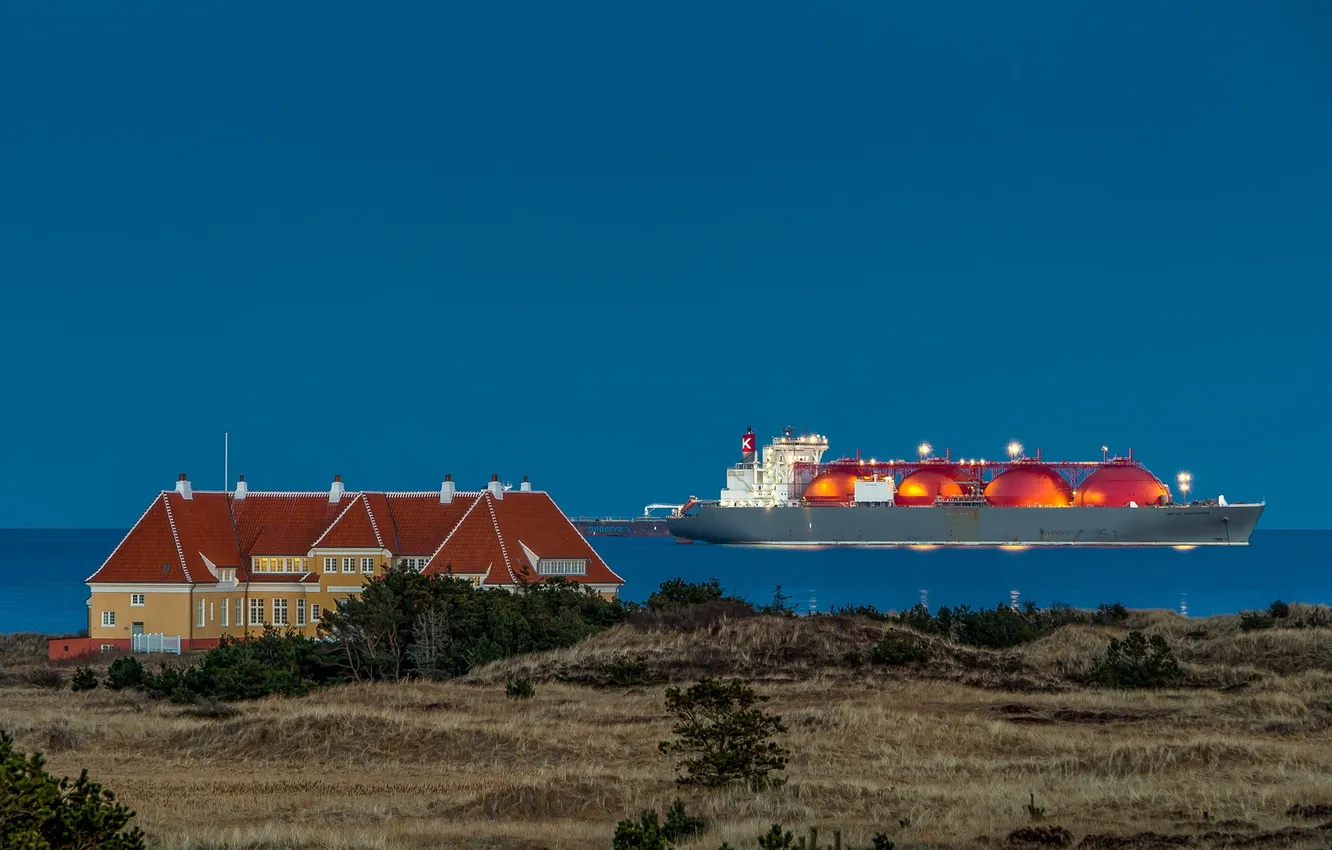 Photo wallpaper landscape, ship, home, Denmark, Skagen, North jutland