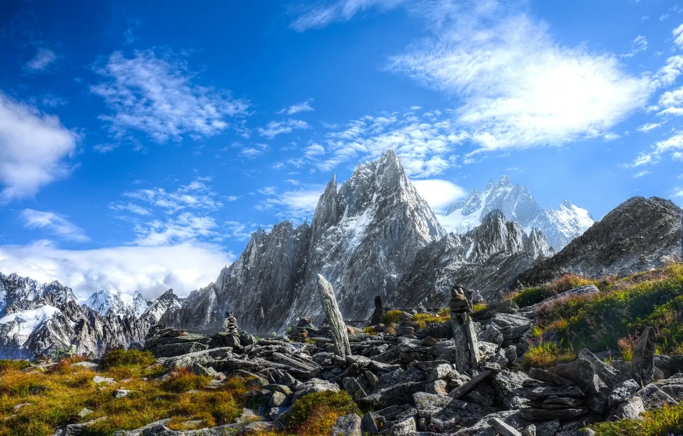 Photo wallpaper mountains, nature, stones, rocks, tops
