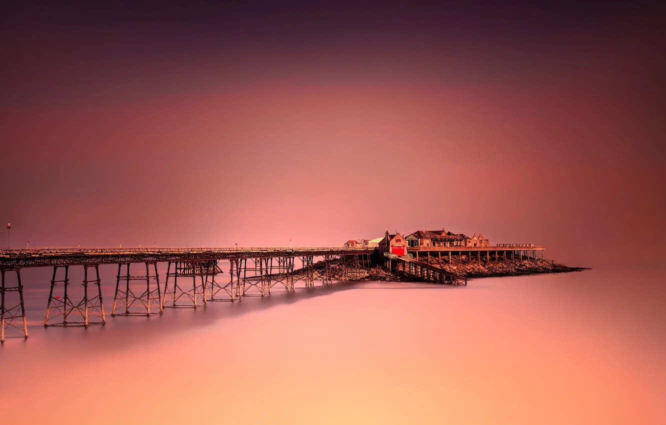Photo wallpaper sea, landscape, bridge