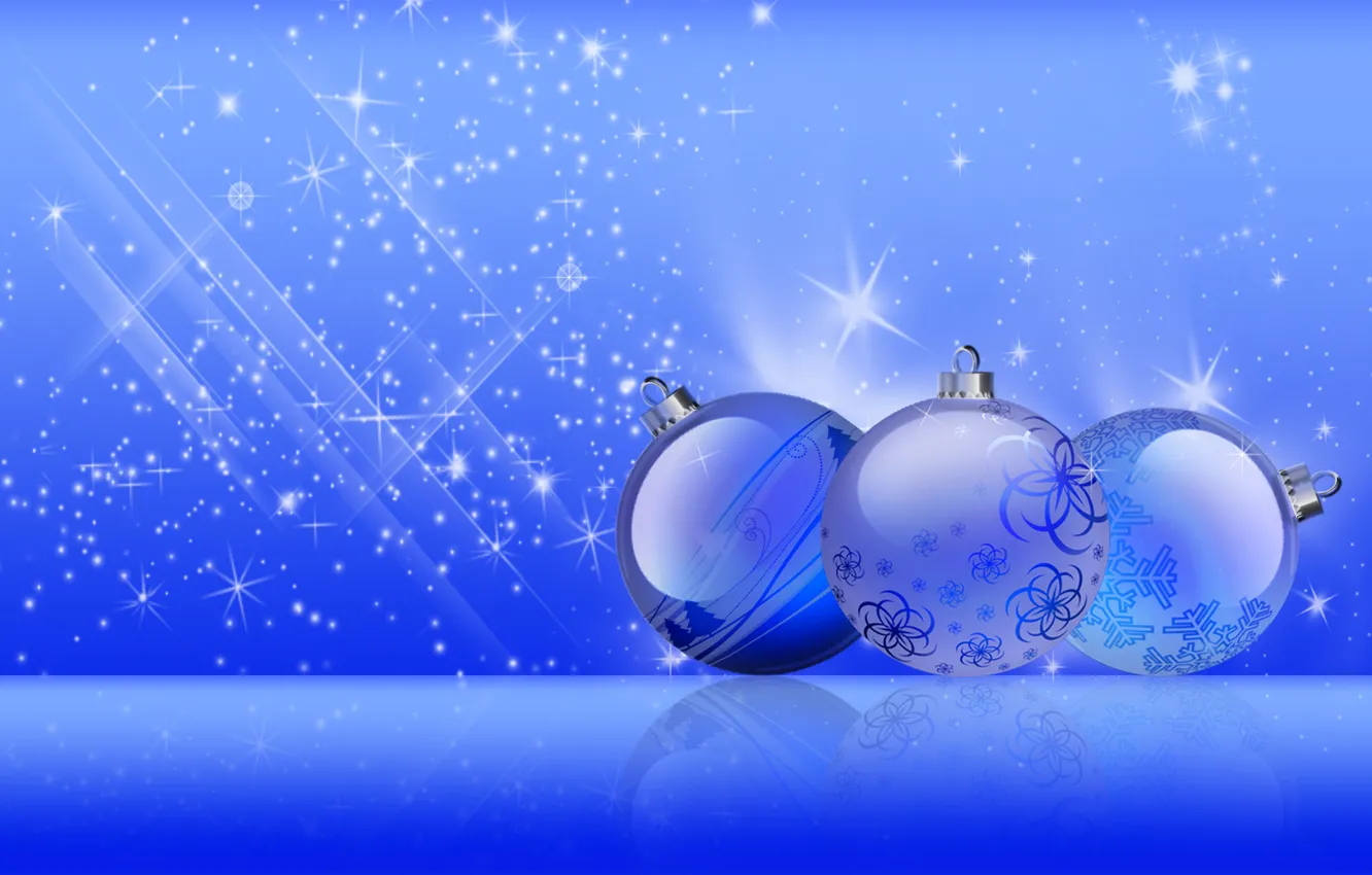 Photo wallpaper balls, blue, Toys, Christmas