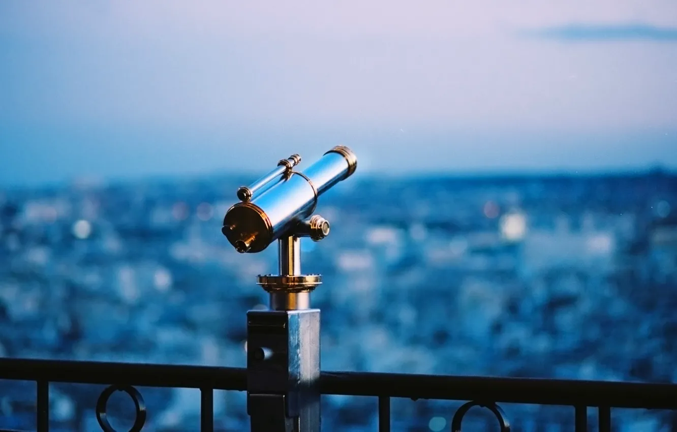 Photo wallpaper pipe, beautiful, telescope, nature, blue background, mood