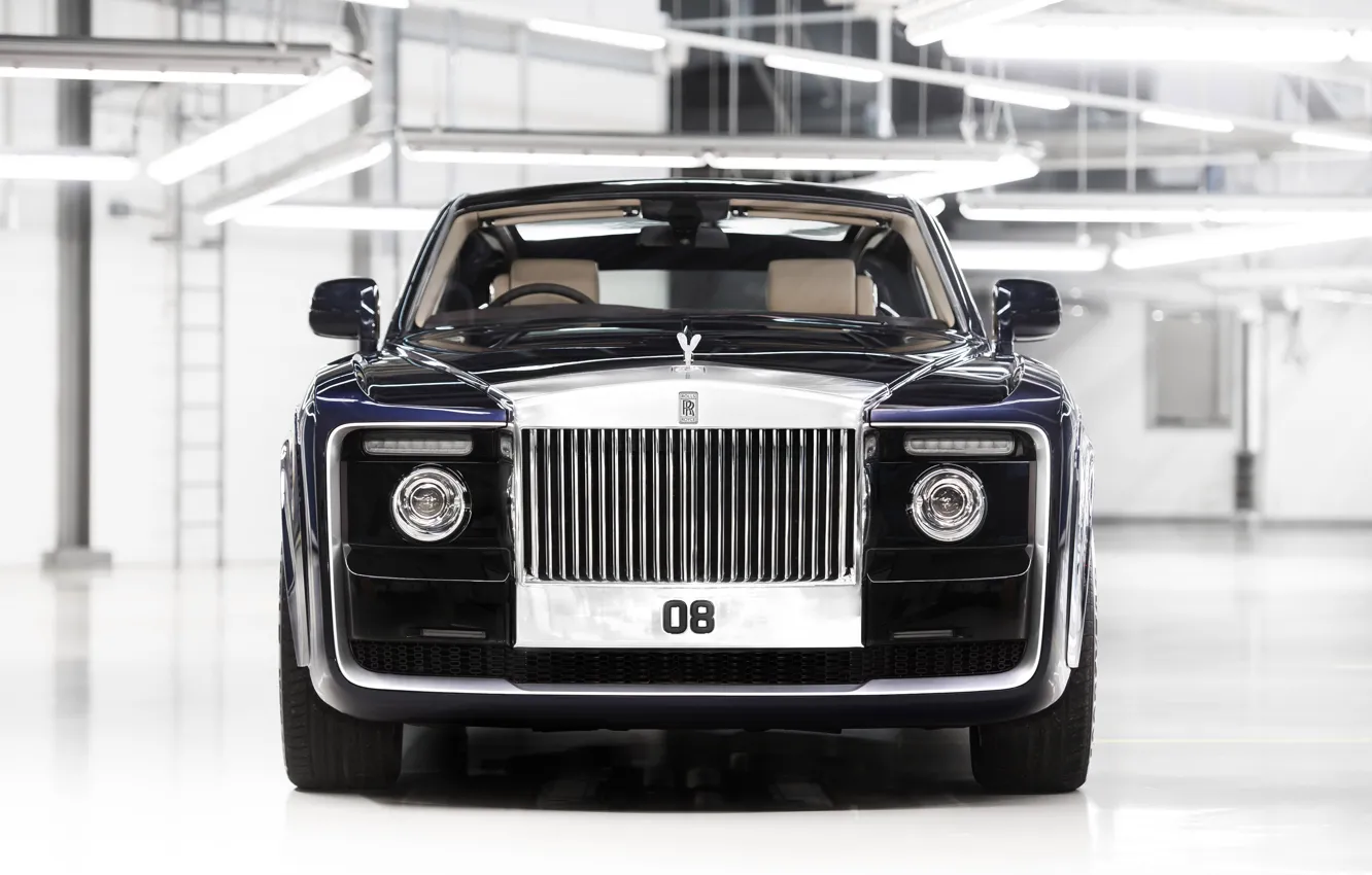 Photo wallpaper car, Rolls Royce, black, Rolls Royce Sweptail