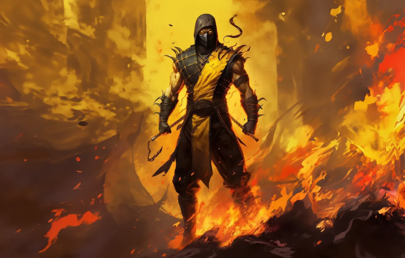 Photo wallpaper Scorpion, Kombat, Mortal