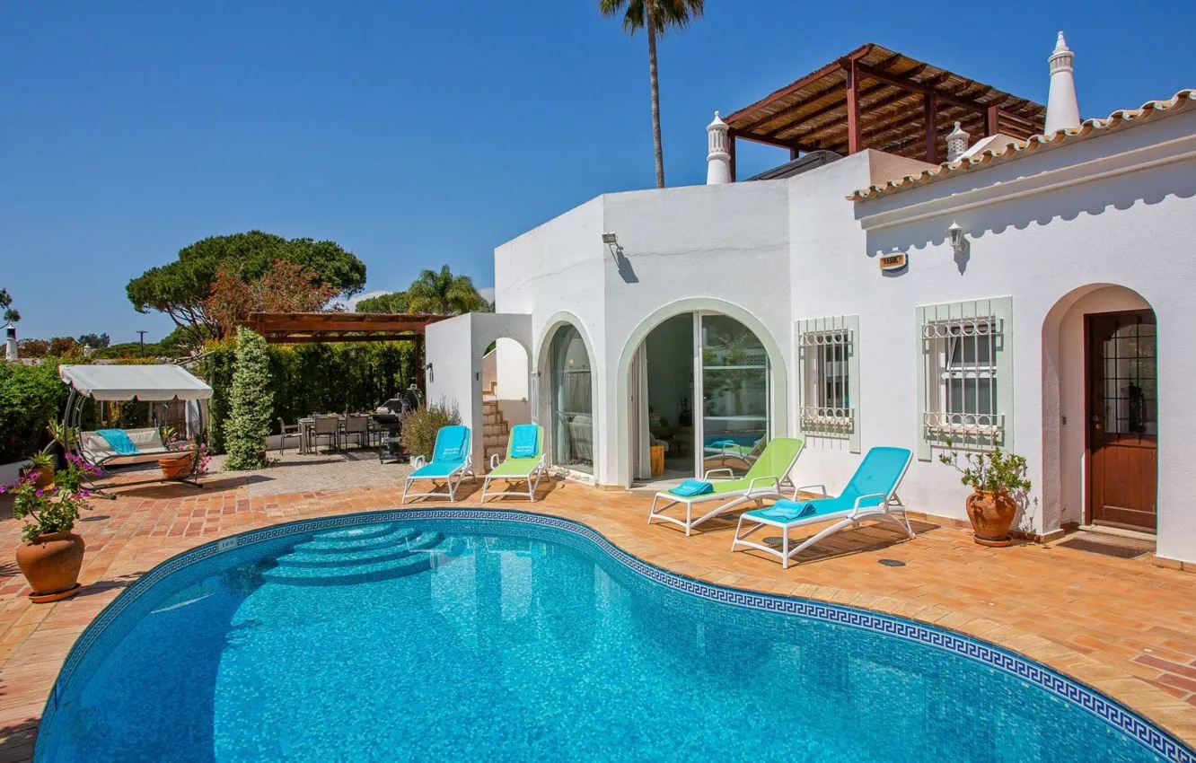 Photo wallpaper Villa, pool, Portugal, architecture, terrace, Algarve, Golden Dunes, Villa Gela Mar