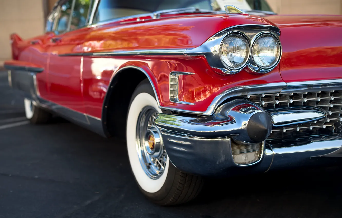 Photo wallpaper machine, red, car, 1958, Cadillac Fleetwood 60 Special