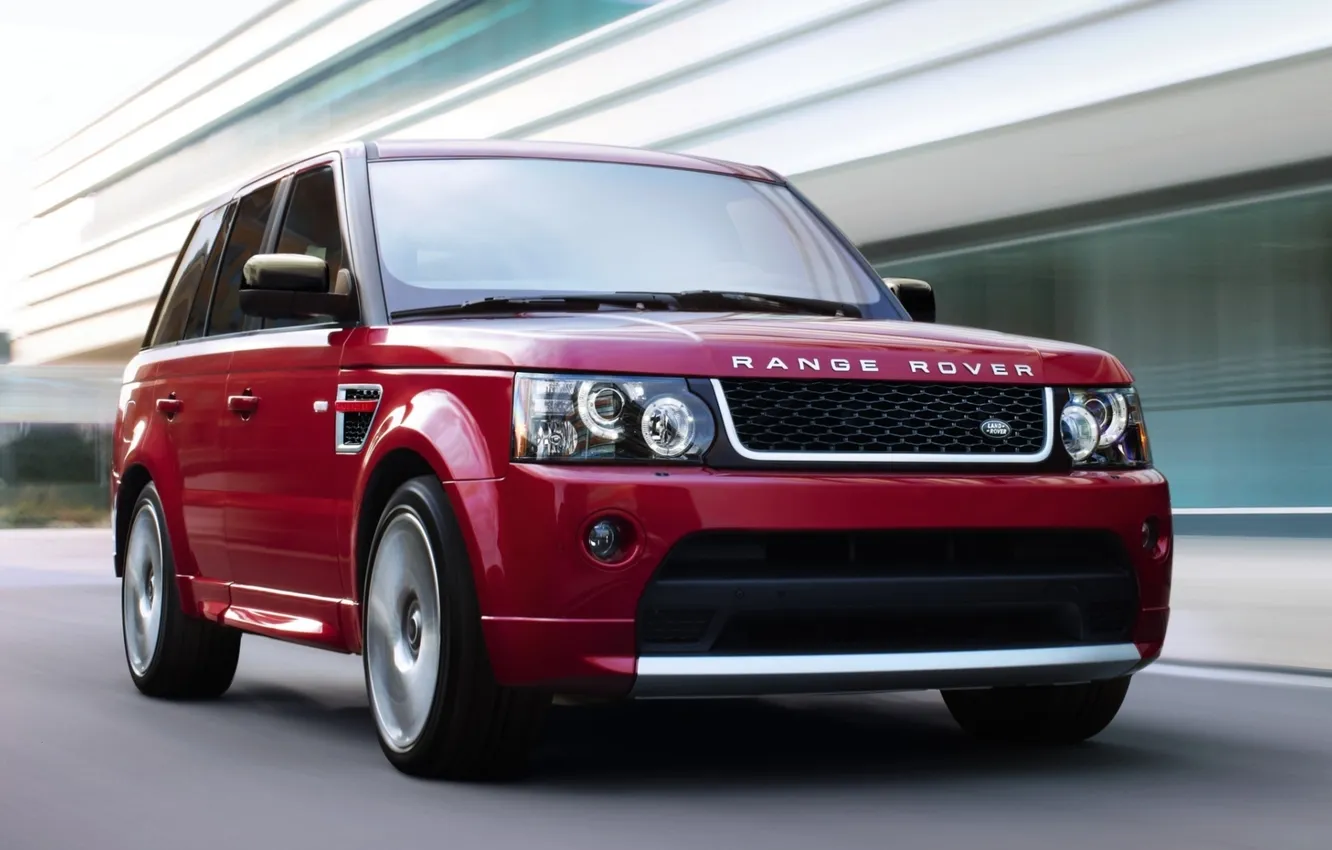 Photo wallpaper red, speed, jeep, Land Rover, Range Rover Sport, the front, Range Rover, Land Rover