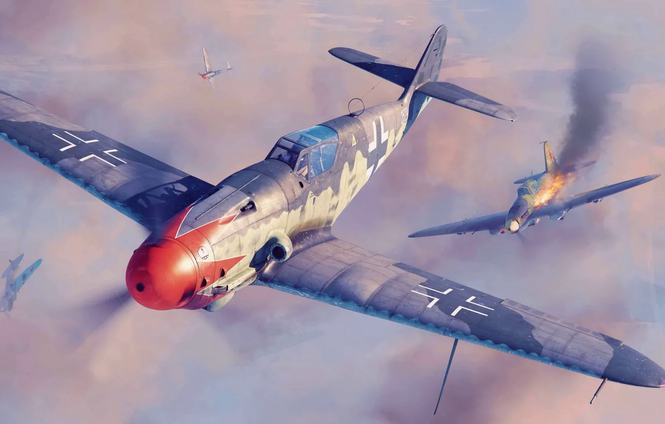 Photo wallpaper Messerschmitt, The Second World War, Luftwaffe, Messerschmitt Bf 109 K4, Bf.109K-4, Combat aircraft