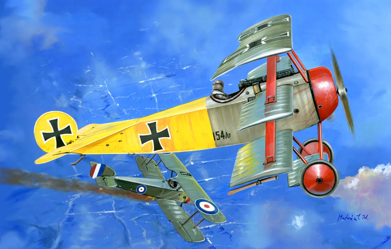 Photo wallpaper Triplane, biplane, the first world war, Fokker Dr. 1, combat aircraft